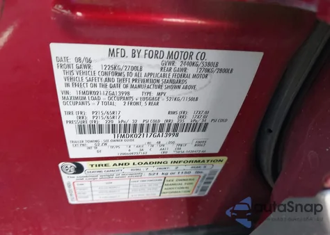 2007 Ford Freestyle Sel z USA, uszkodzony, nr VIN 1FMDK02117GA13998